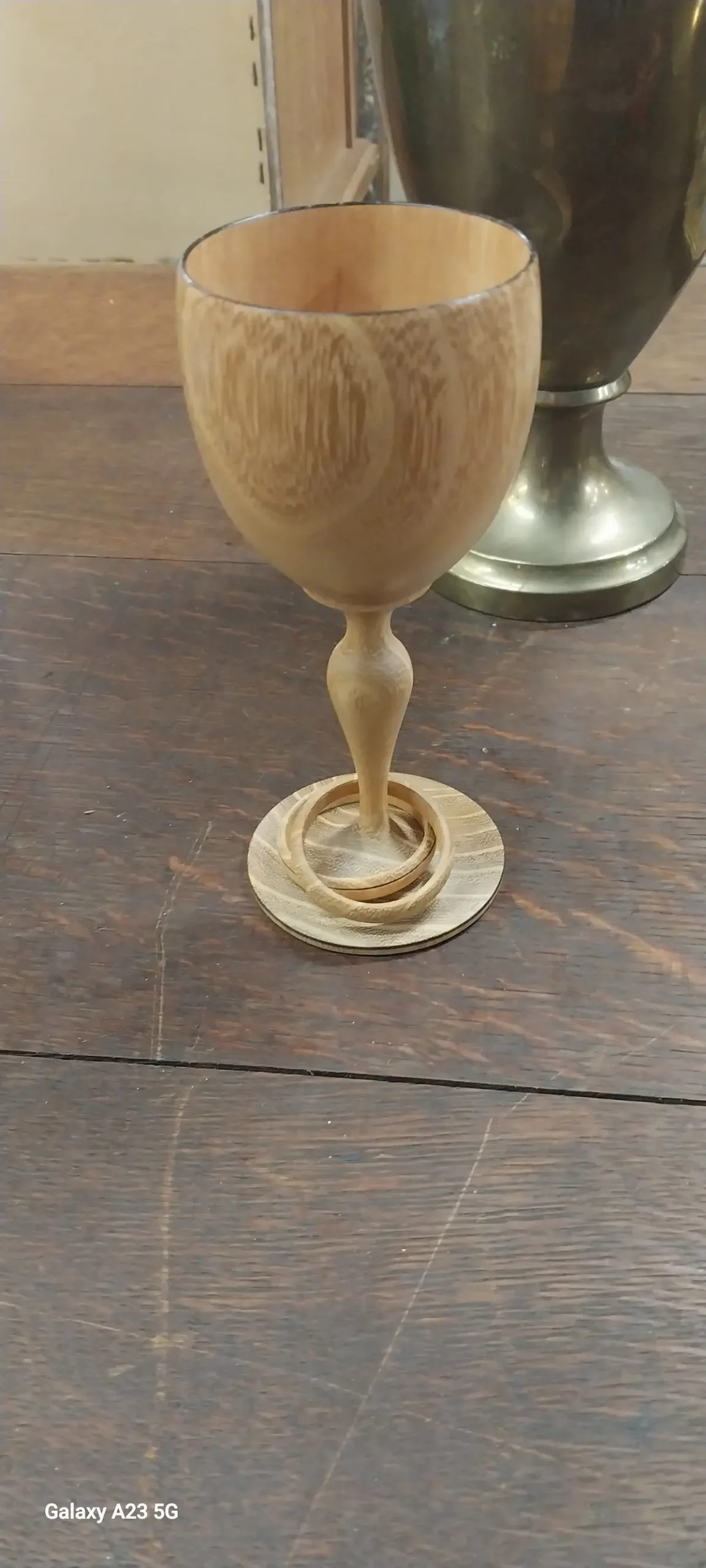 Golden Locust Turned Wood Stemmed Glass 1