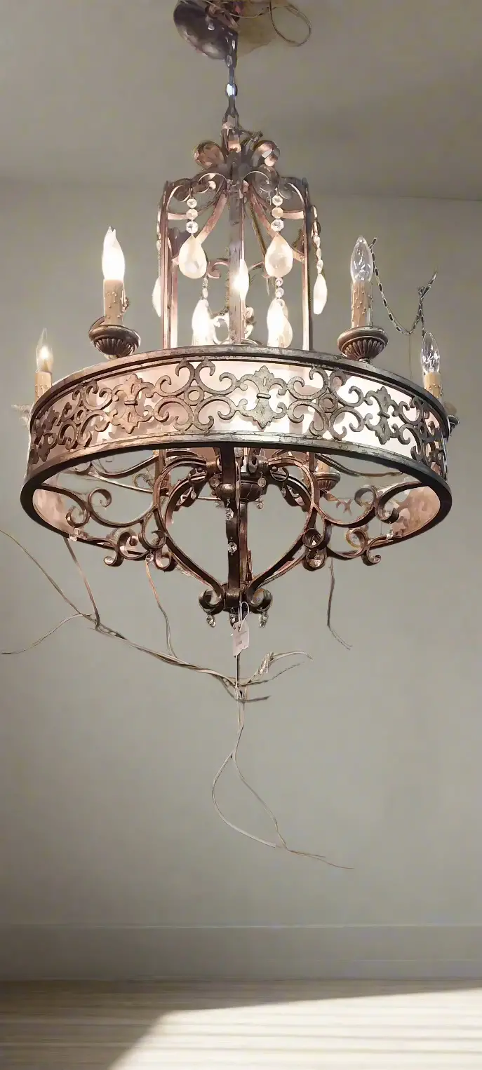 Large 9 Light Round Iron Chandelier 1