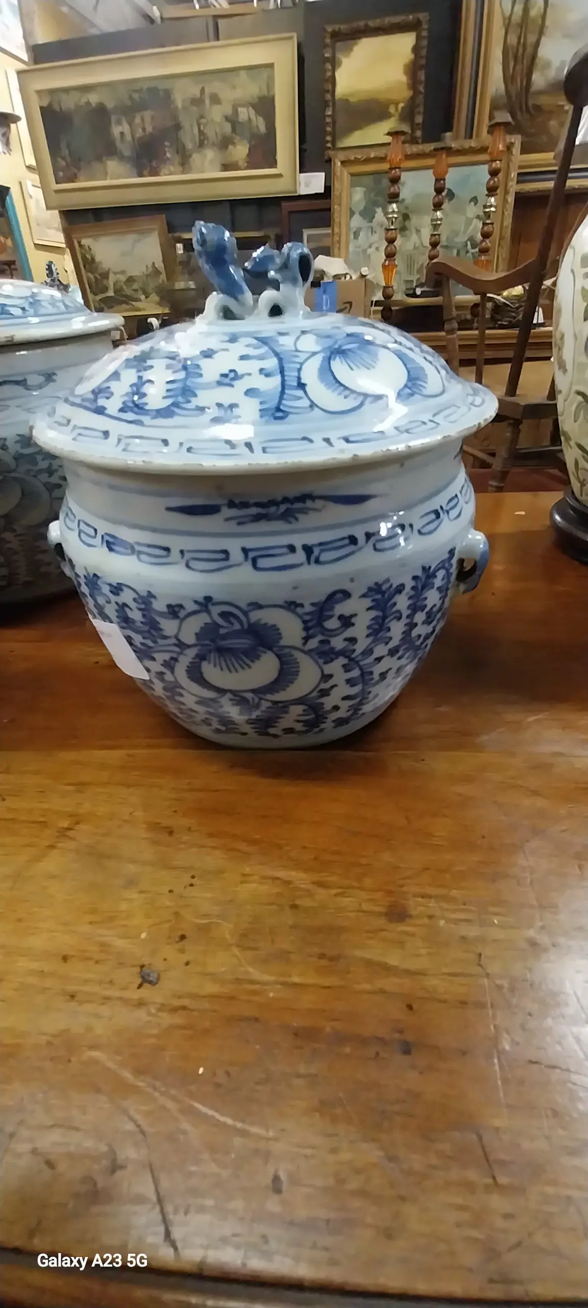 Large Blue And White Chinese Covered Jar 1