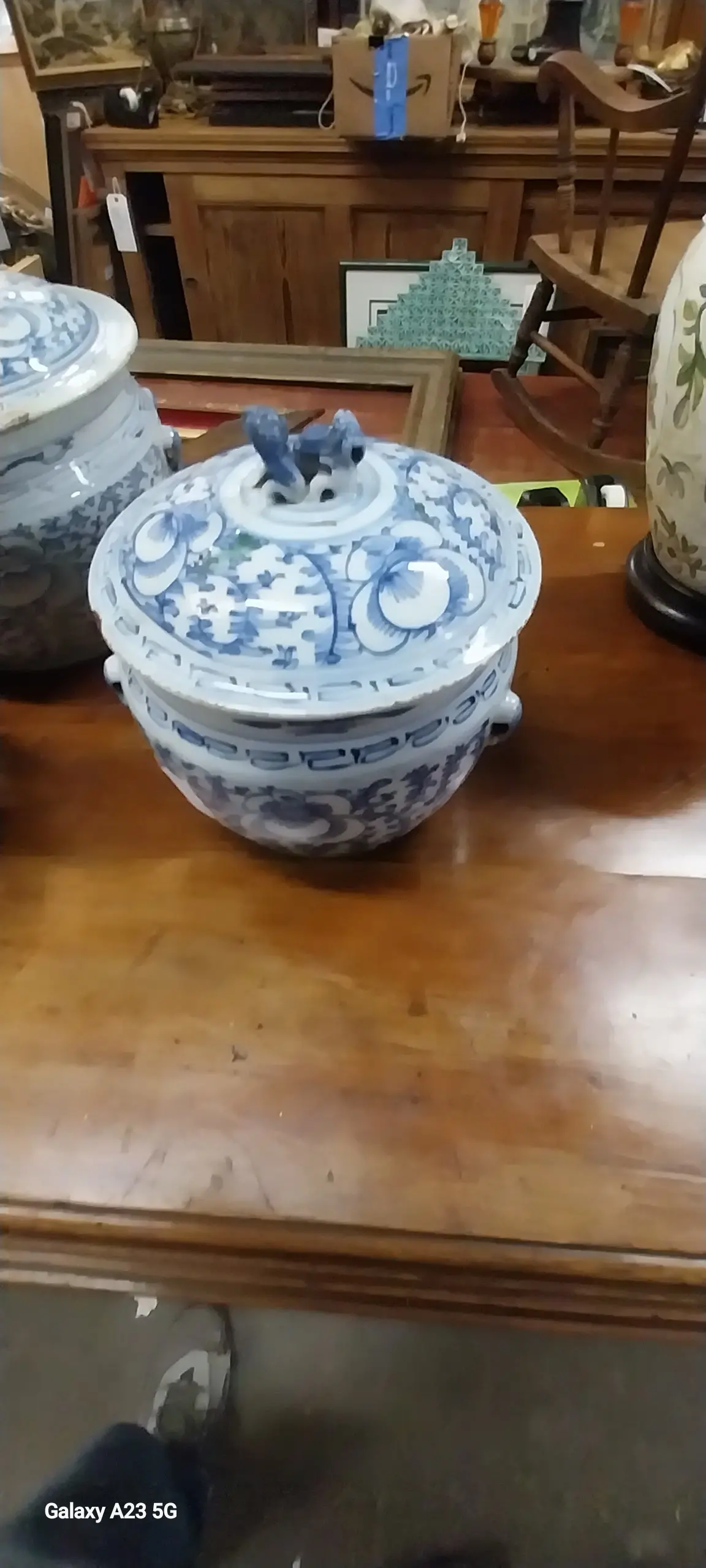 Small Blue And White Chinese Covered Jar 1
