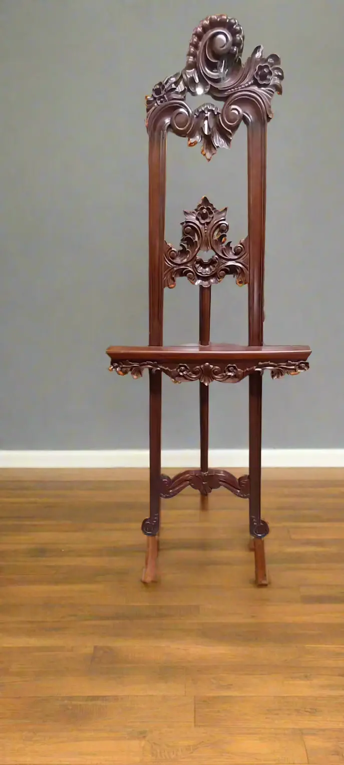 Tall Carved Mahogany Easel-Not Old 1