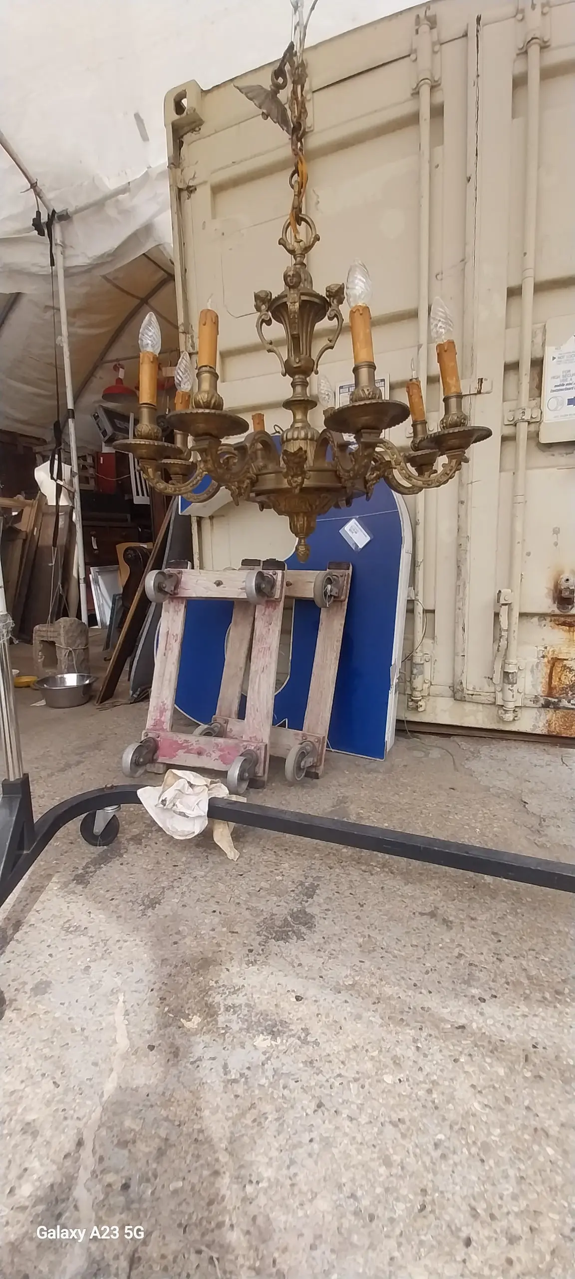 French Bronze Eight Light Chandelier 1