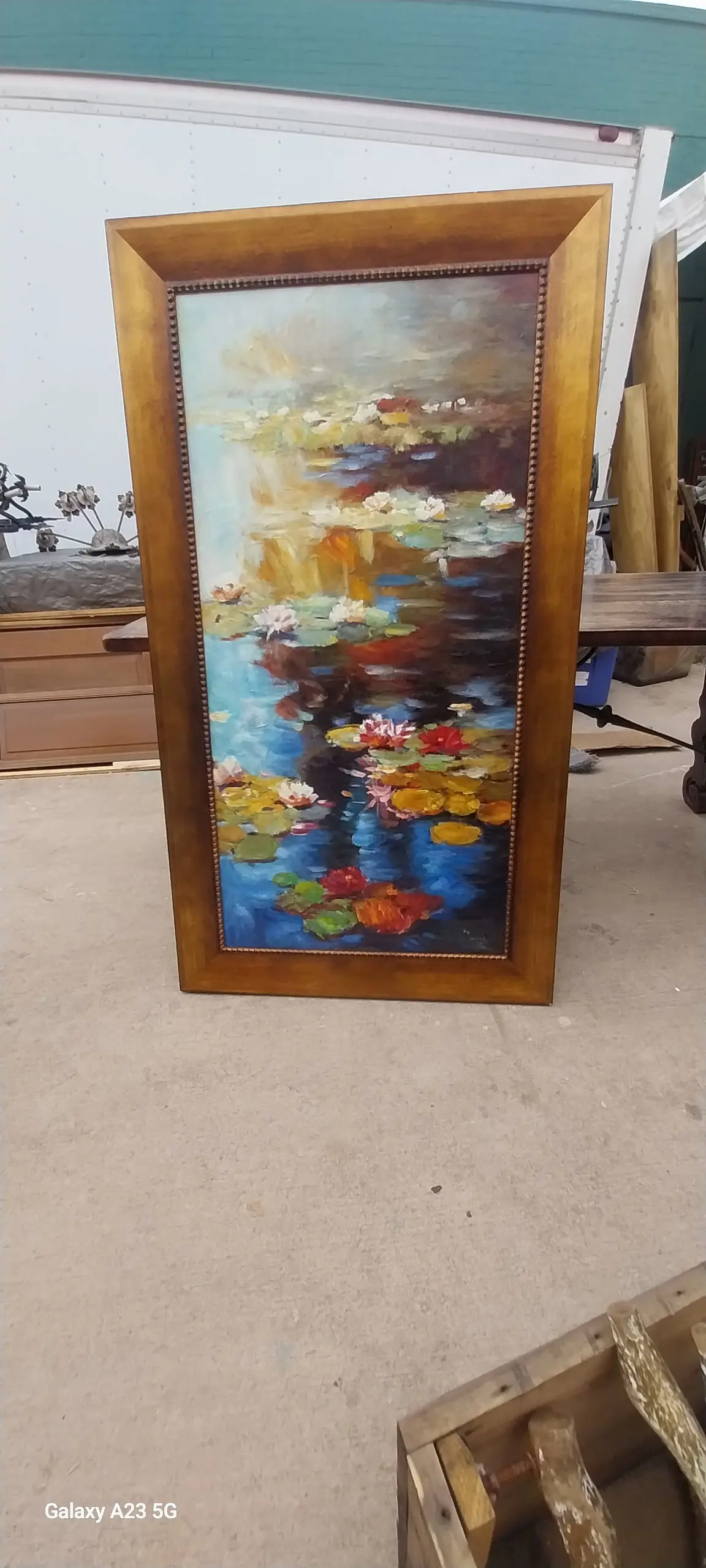 Pair Of Vintage Impressionist Water Lilies Painting 1