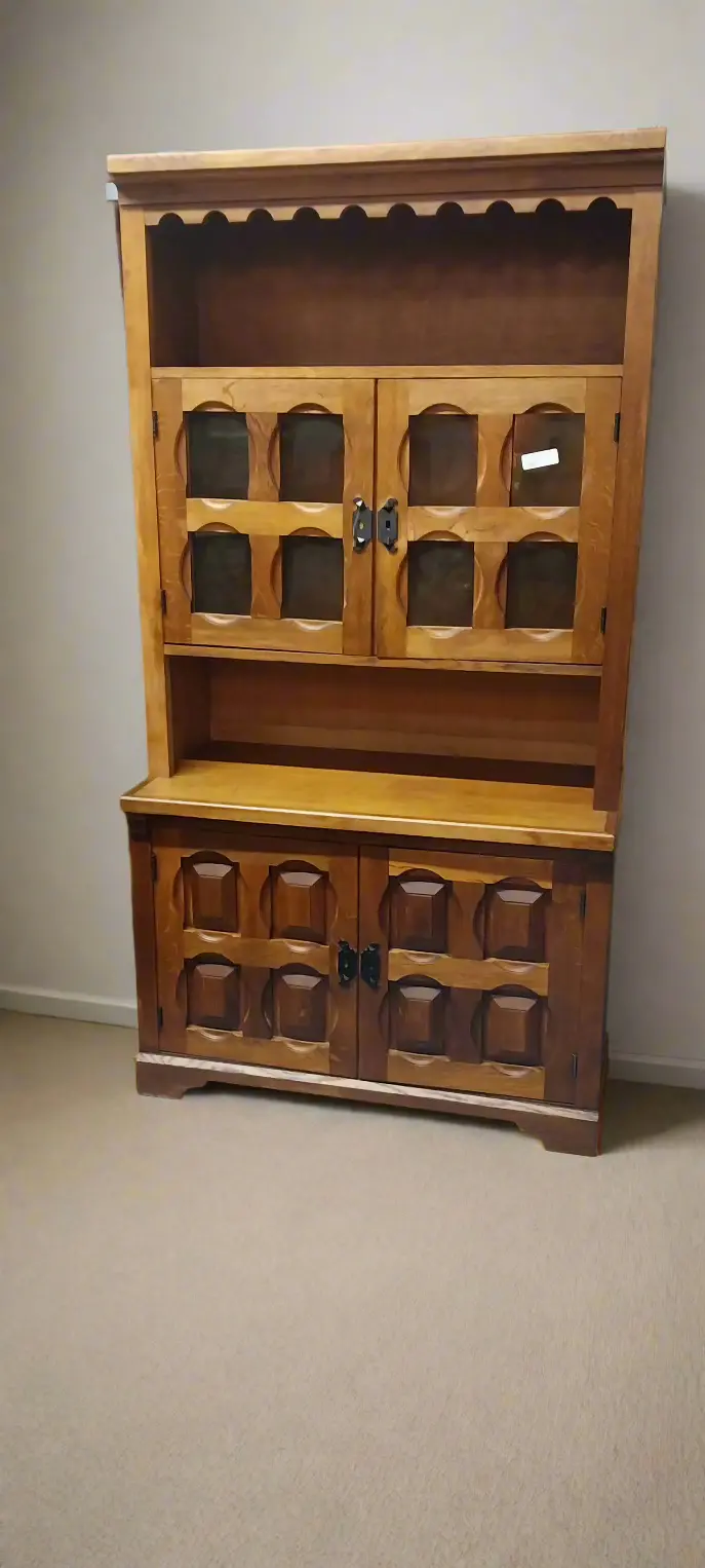 Rustic Oak Mullioned Door Display On Cabinet Base 1