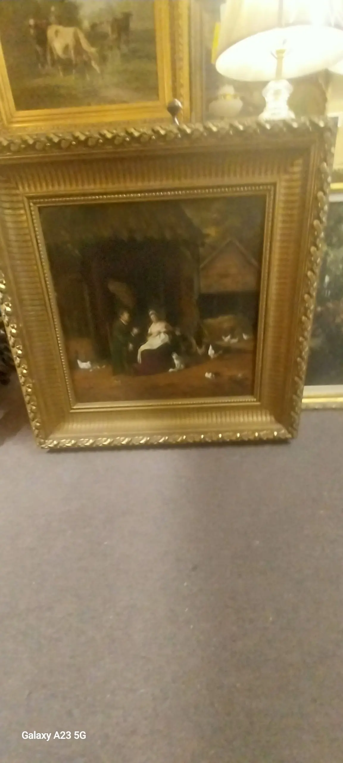 Oil Painting Interior Of Barn 1