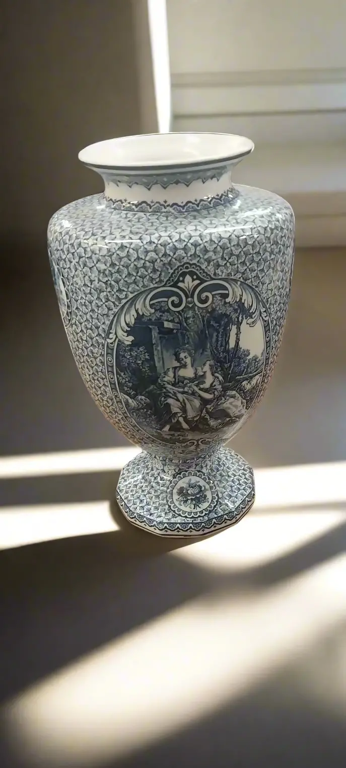 Louis Xvi Blue And White Porcelain Vase 1