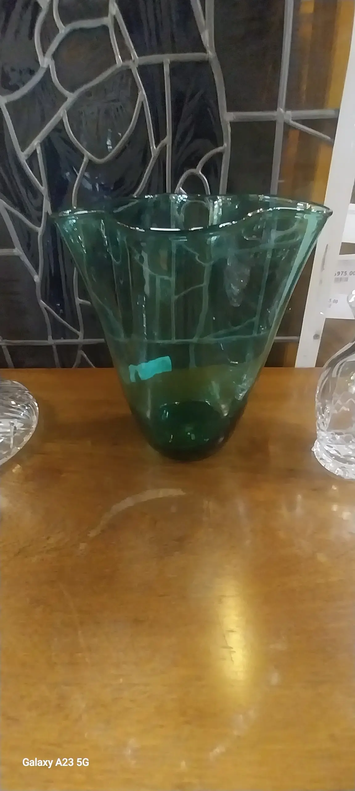 Large Aqua Marine Blown Vase 1