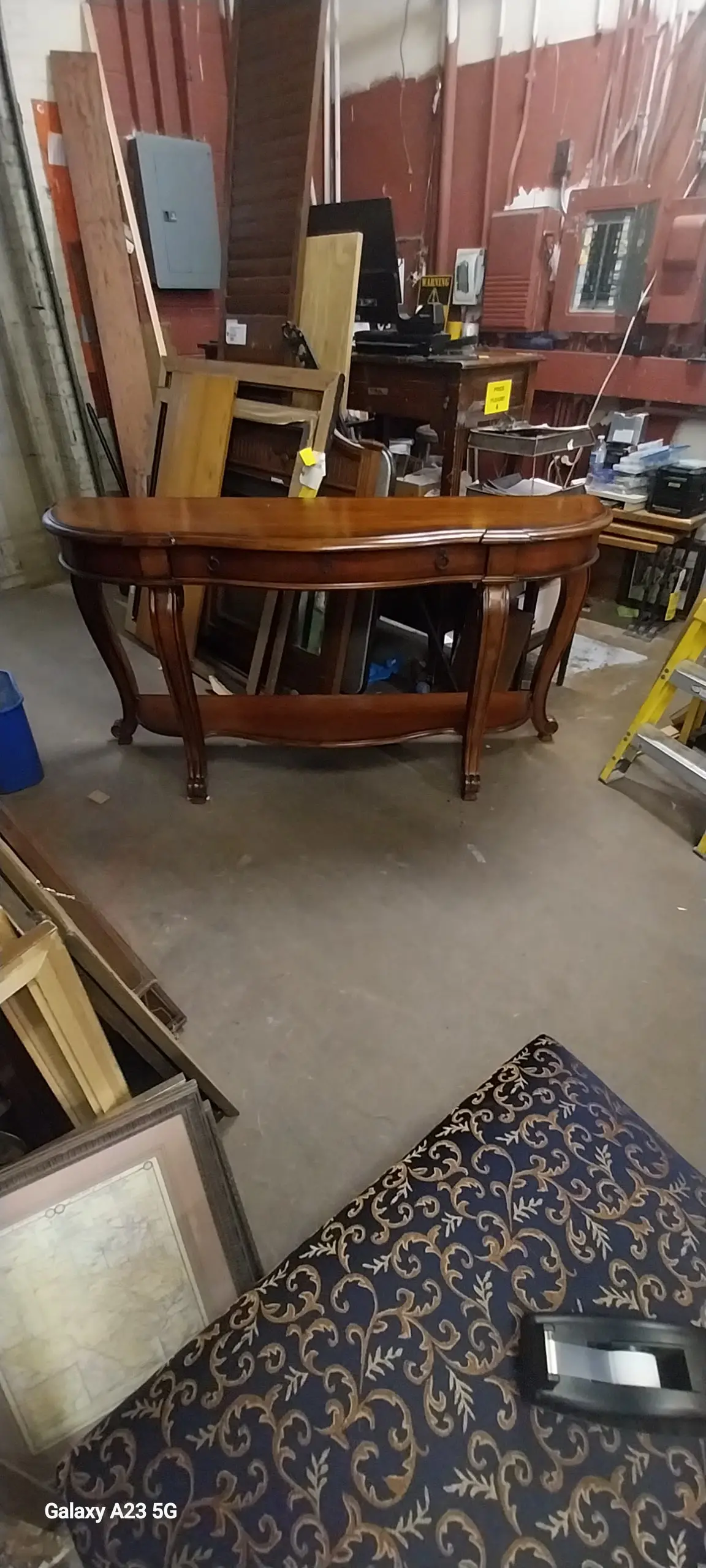 Vintage Walnut Long Console Table 1