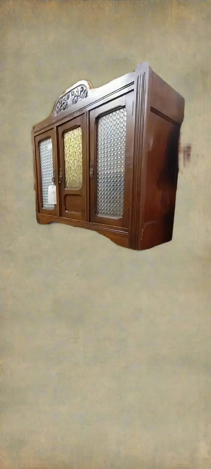 French Deco Wall Cabinet With Glass Doors 1