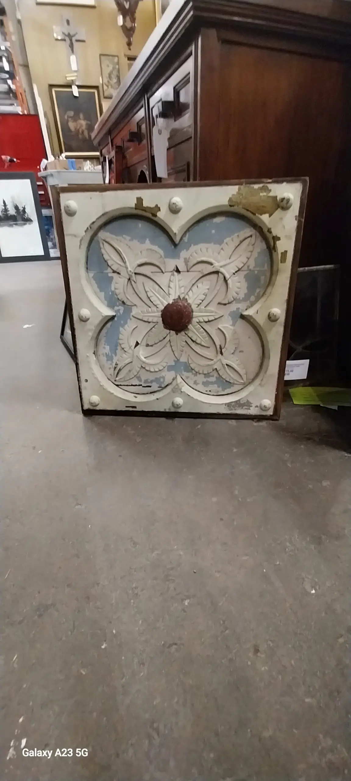 Carved And Painted Gothic Architechural Panel 1