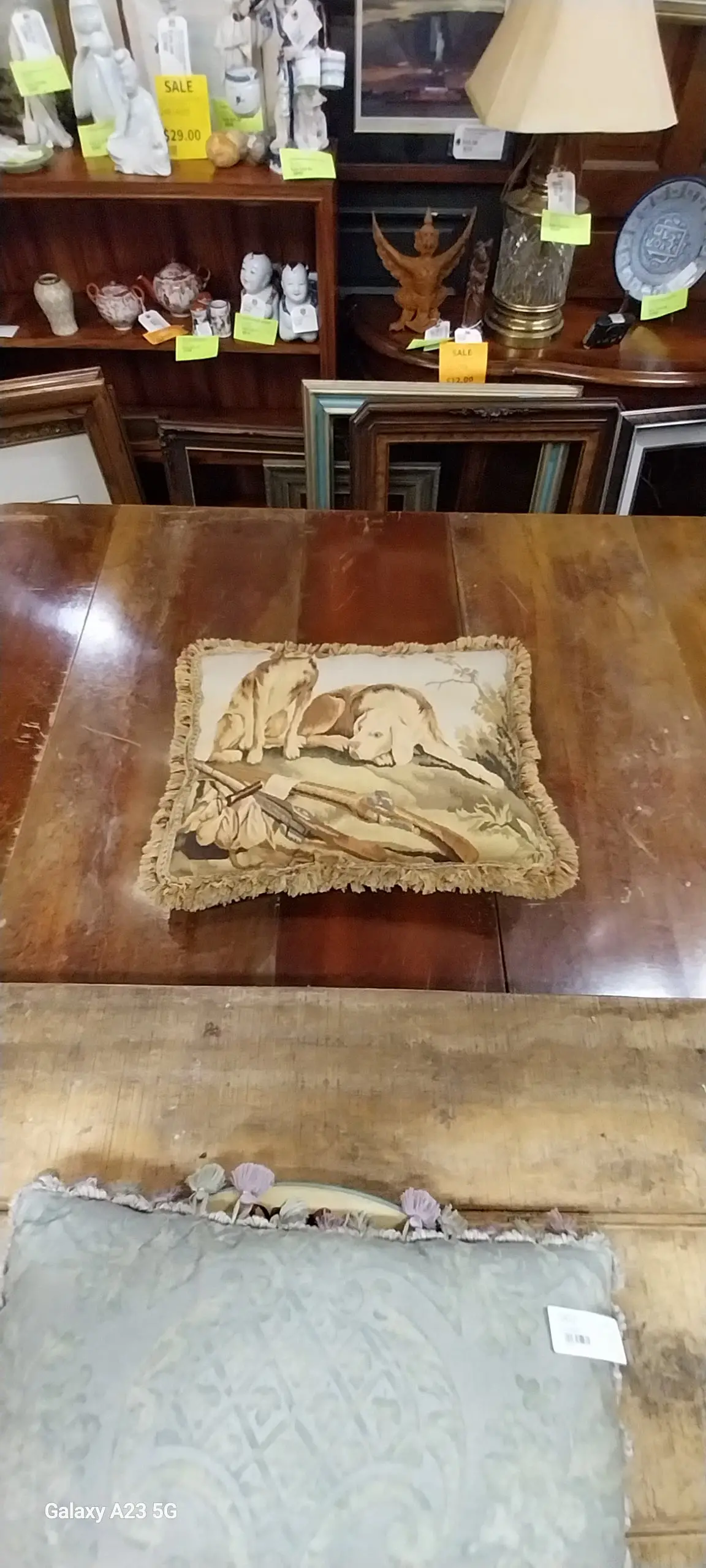 Tapestry Pillow With  Dogs 1