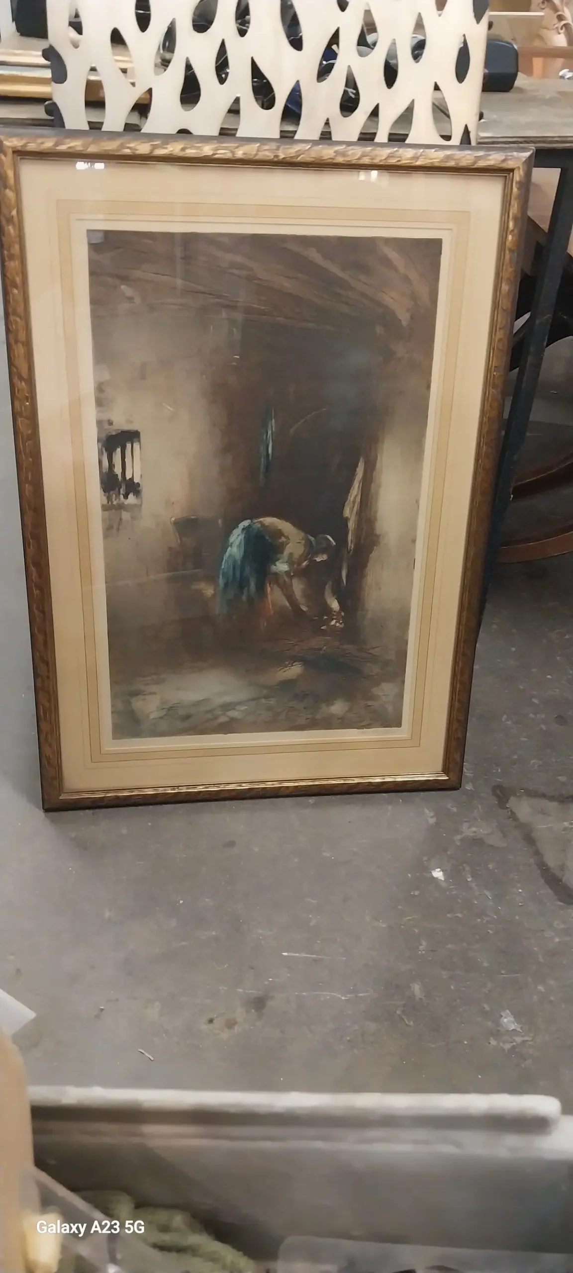 Framed Antique Lady By The Hearth Print 1