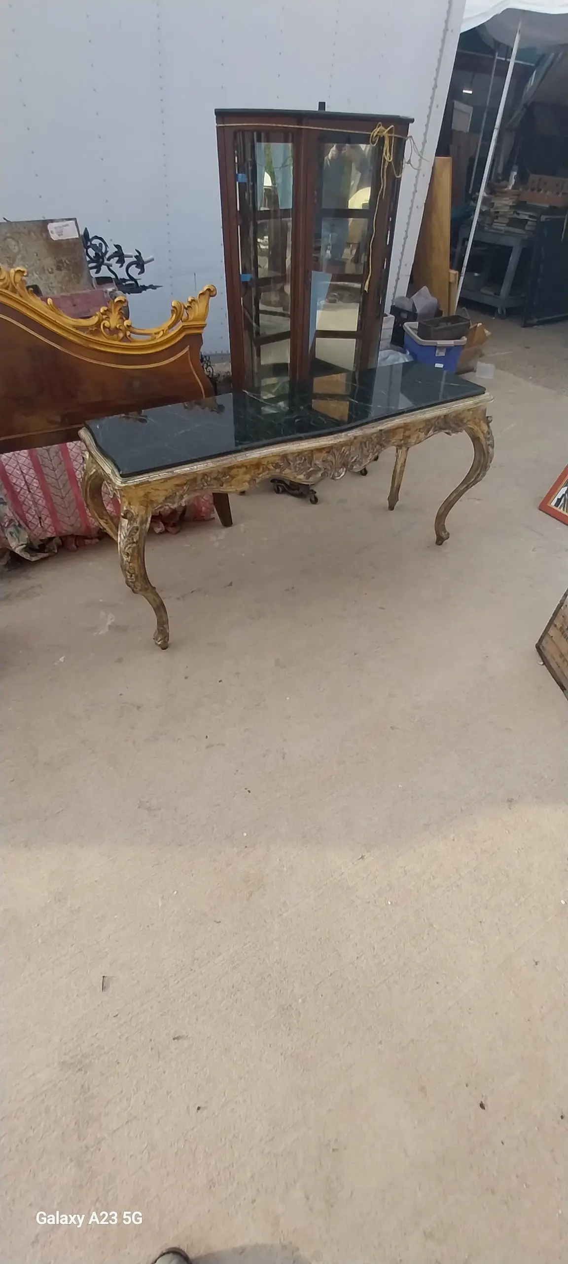 Silver Gilt Louis Xv Style Console With Black Marble 1