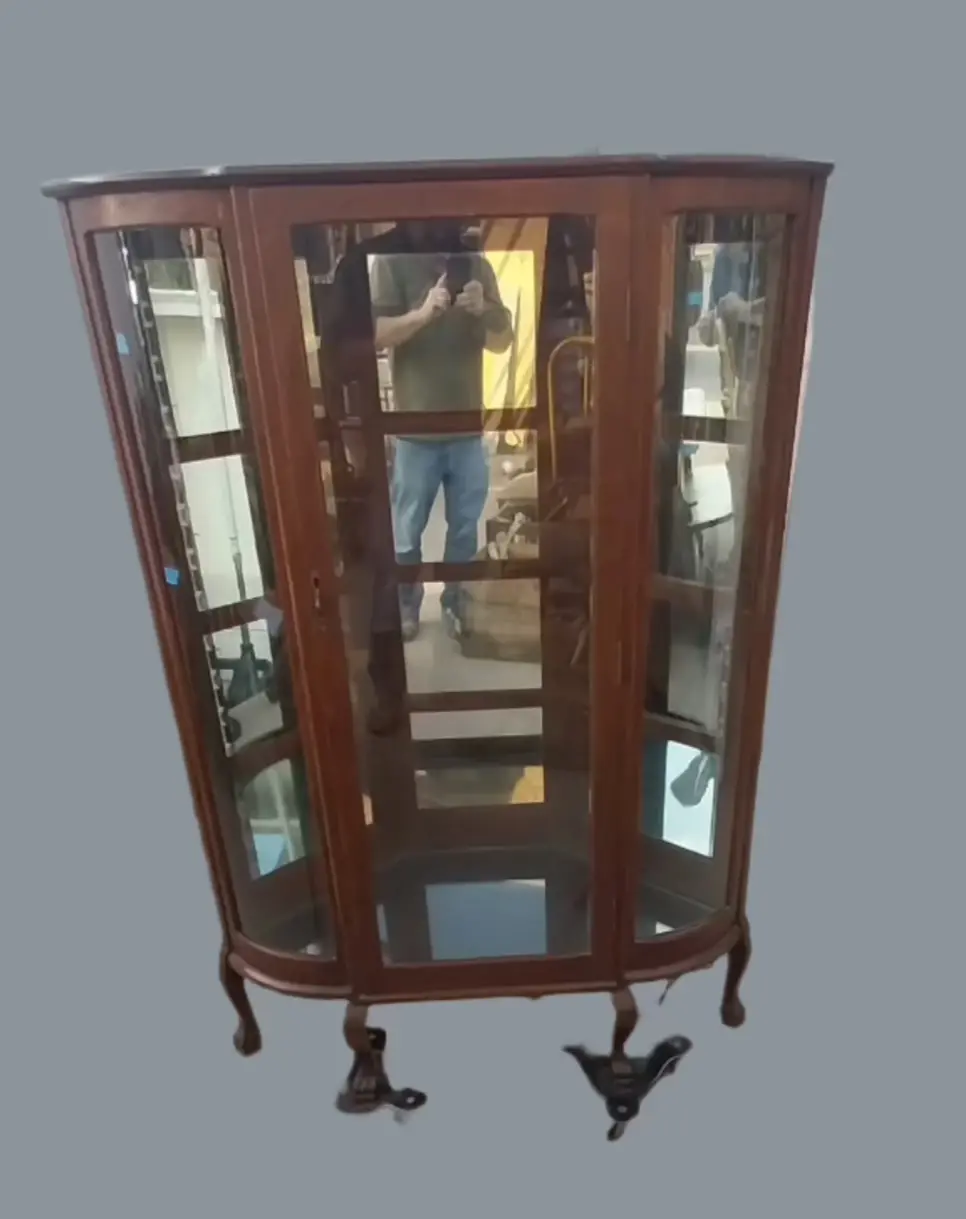Oak Corner China Display With Paw Feet Circa 1920 1