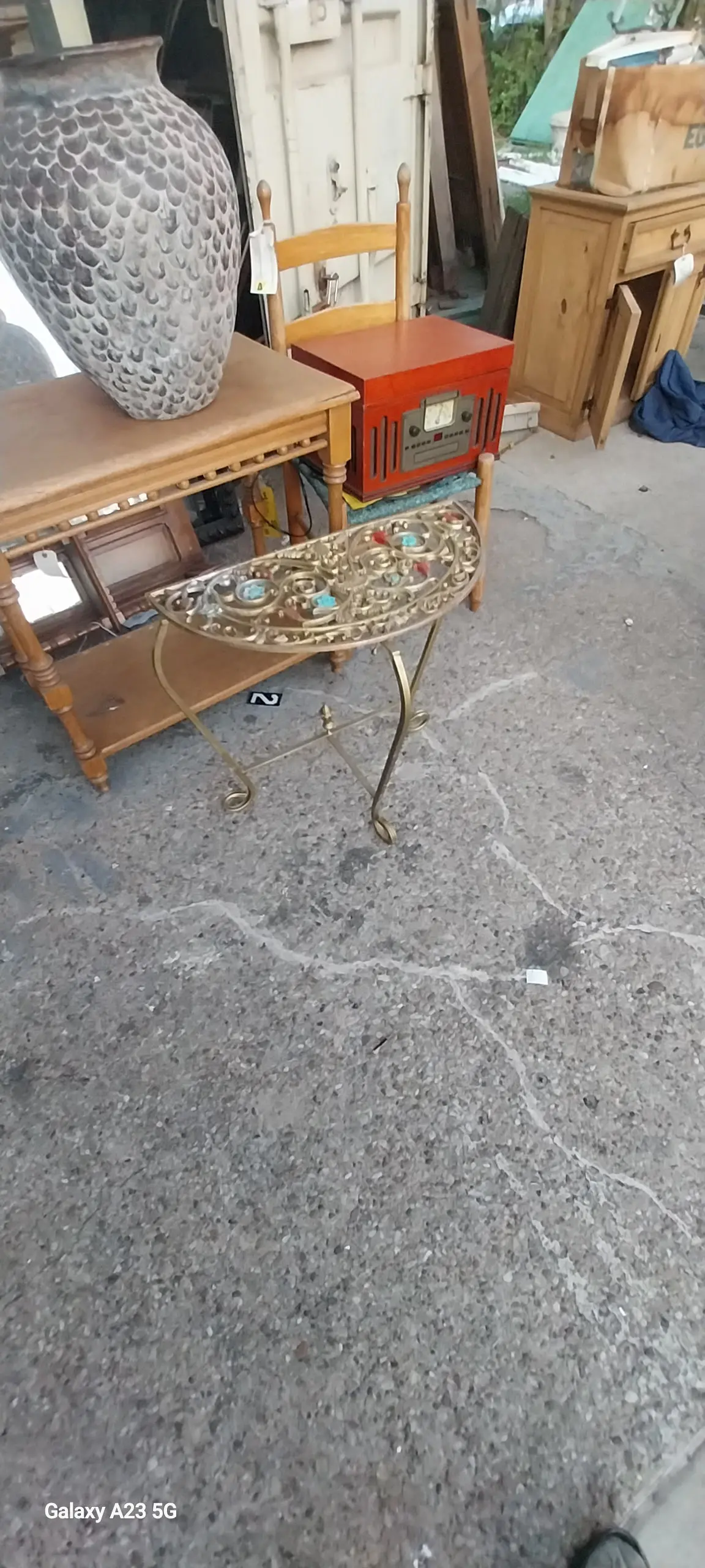 Small Wrought Iron Folding Demilune Table 1