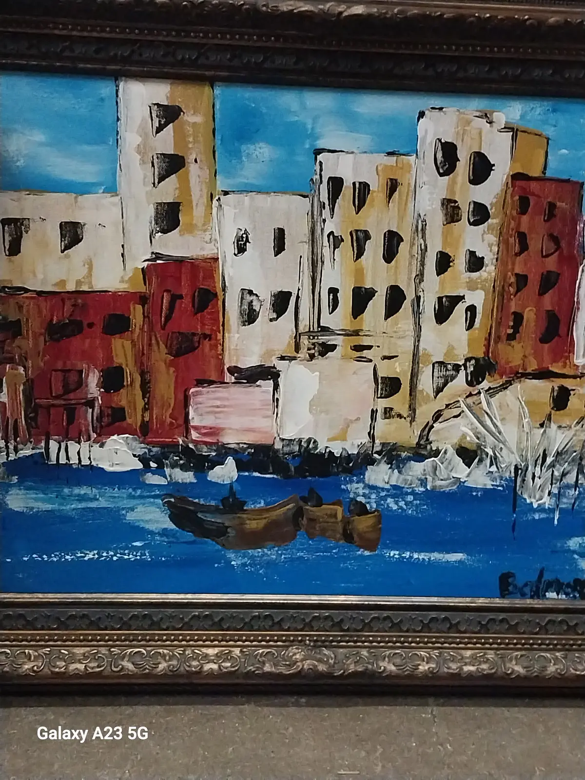 Mid Century Modern Framed Oil Painting Of Venice 1