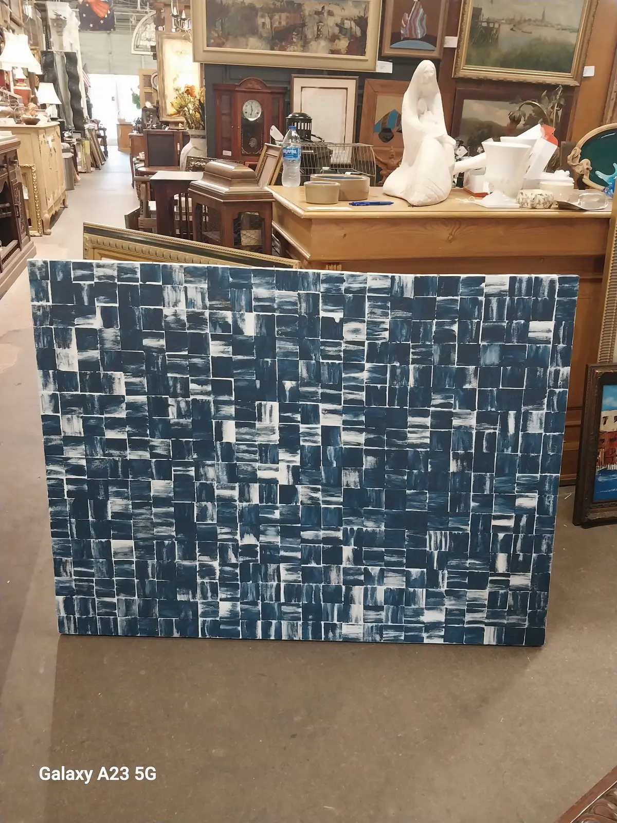 Blue And White Abstract On Canvas 1