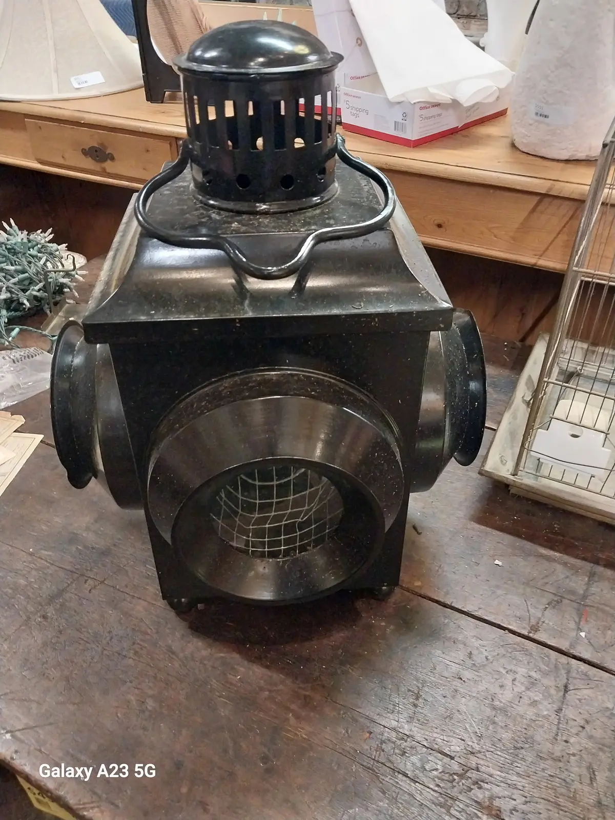 Large Black Tin Ships Lantern 1