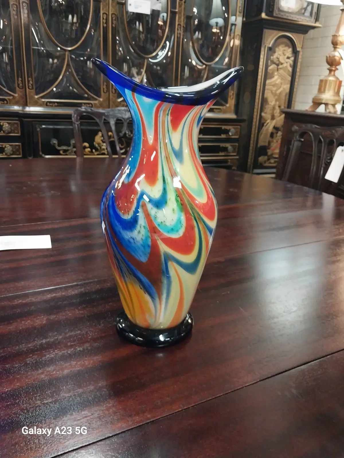 Large Multicolor Hand Blown Art Glass Vase 1