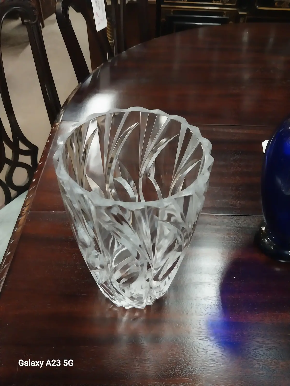 Clear Pressed Crystal Vase 1