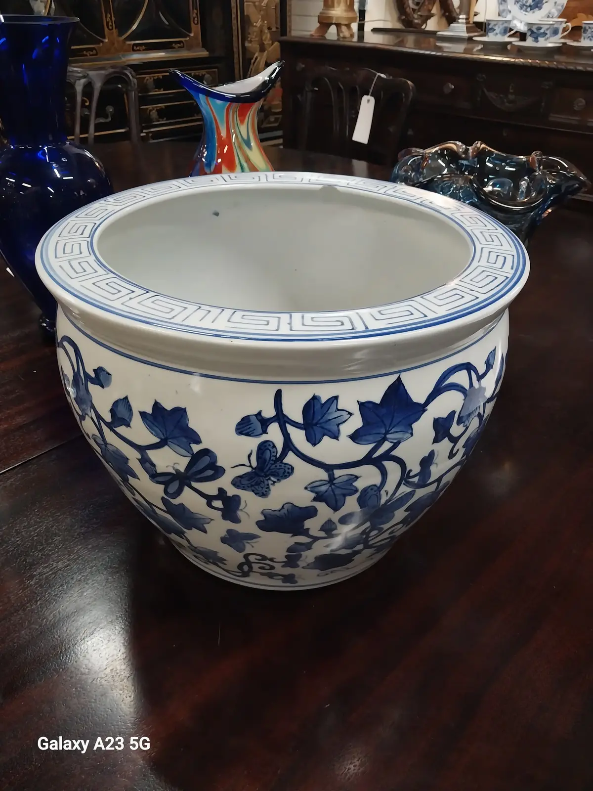 Blue And White Fish Bowl Planter 1
