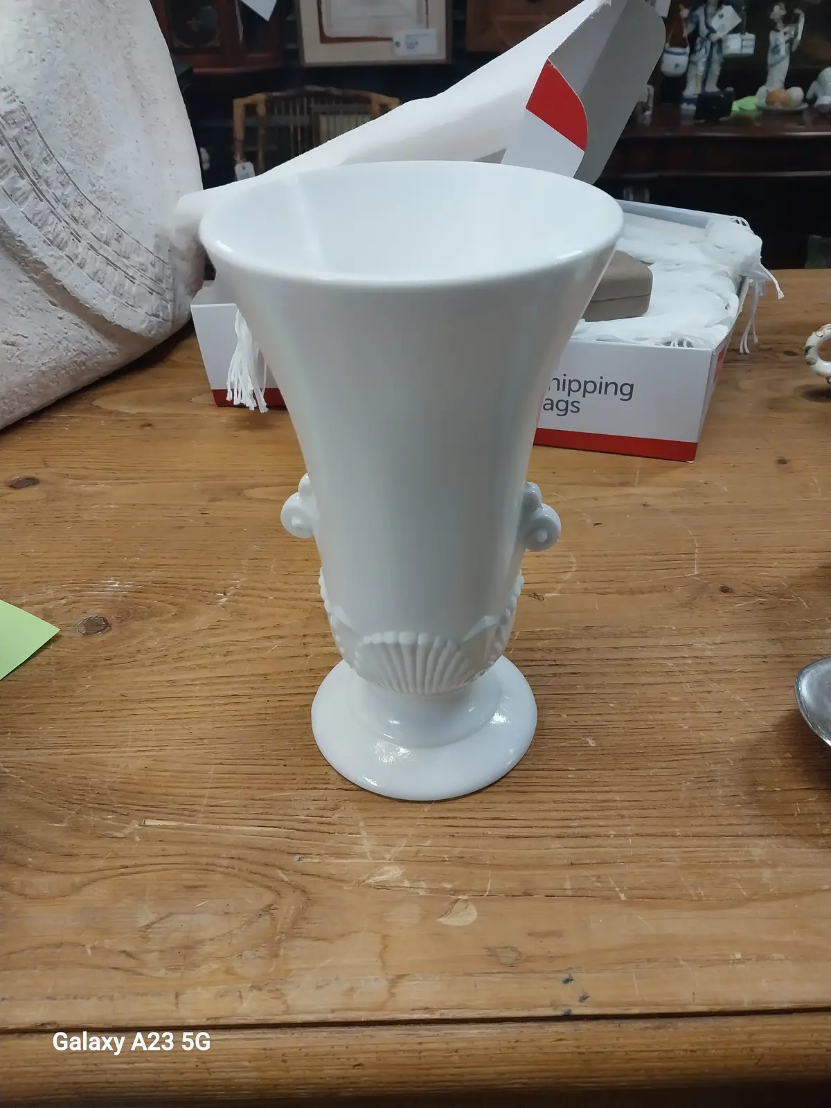 Skinny Milk Glass Vase 1