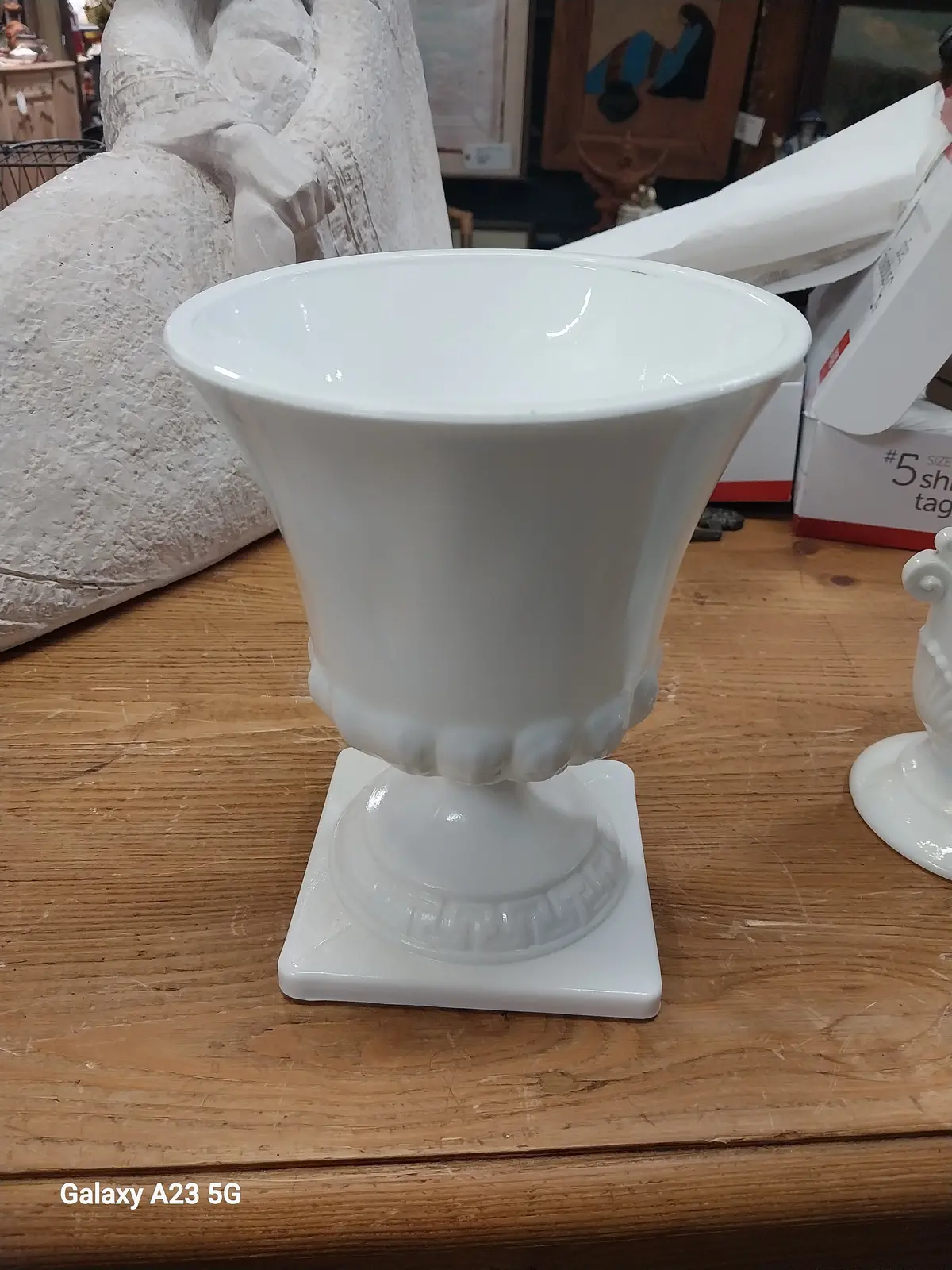 Squat Milk Glass Vase 1