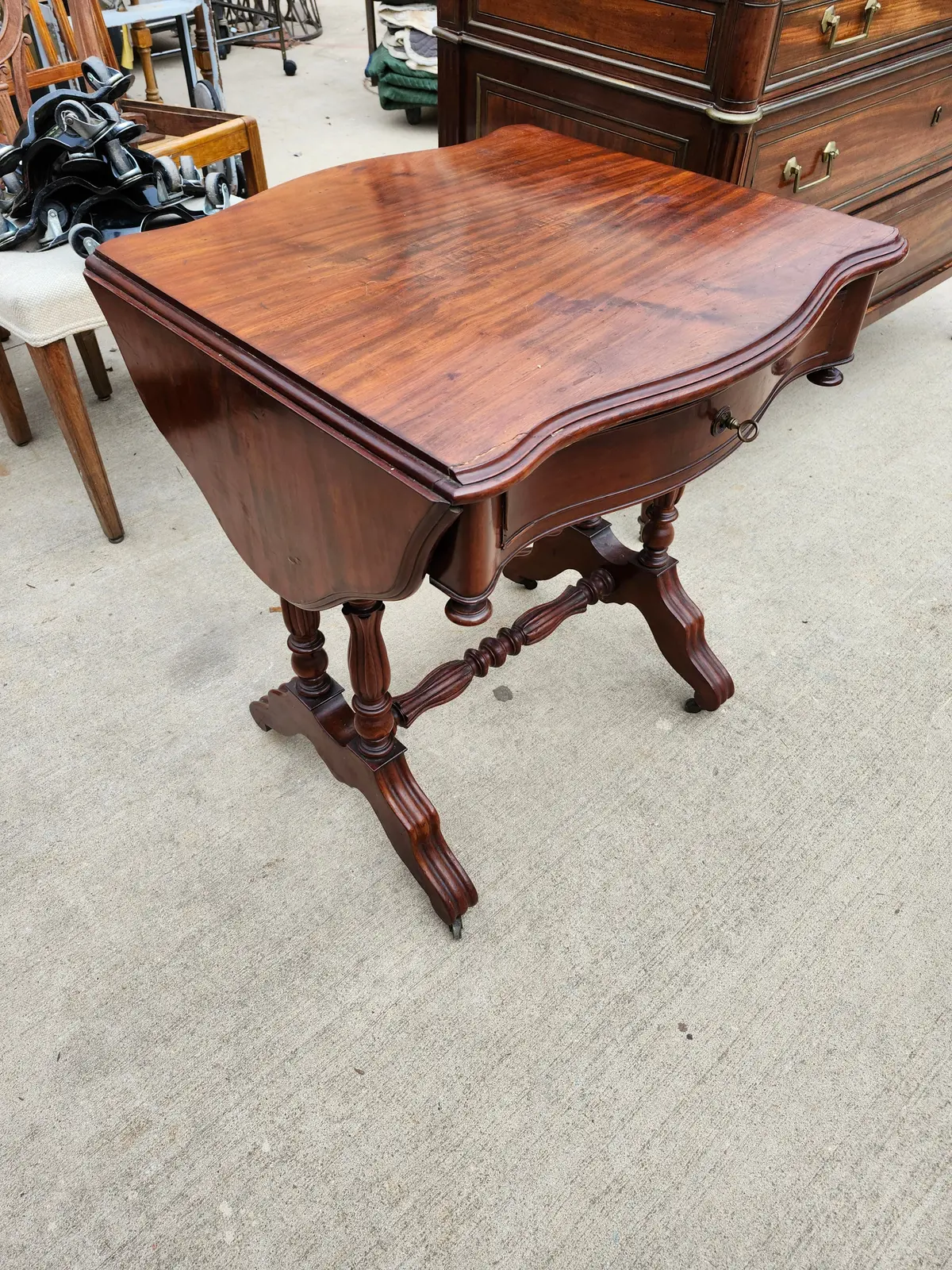 Louis Philippe Drop Side Work Table 1
