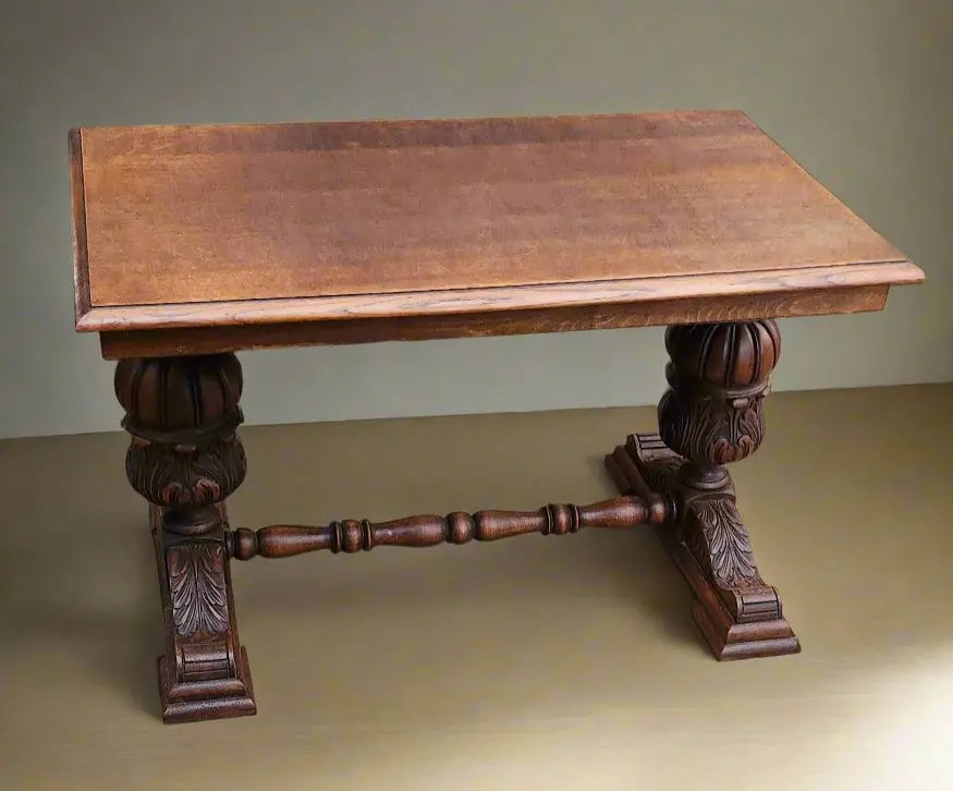 Double Pedestal Cup And Cover Oak Coffee Table 1