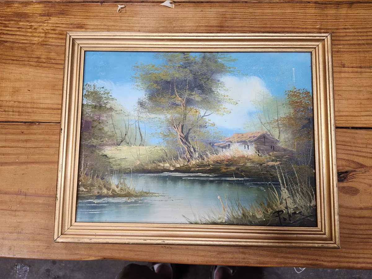 Small Framed Landscape Oil Painting On Canvas, Signed 1