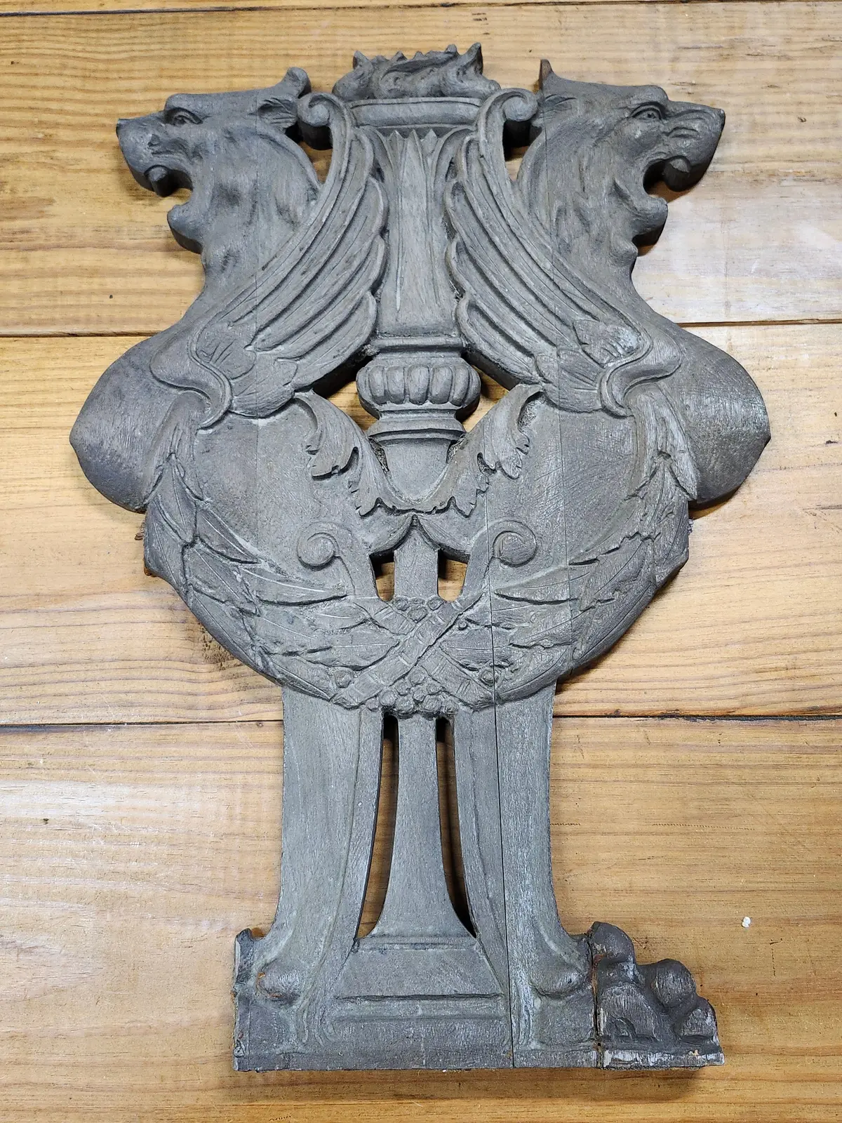Carved Wood  Architectural Ornament With Griffins 1