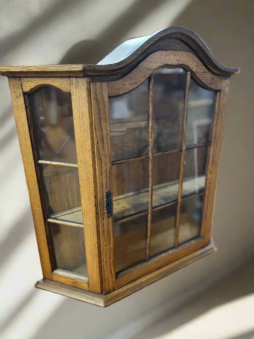 Domed Top Oak Hanging Cabinet 1