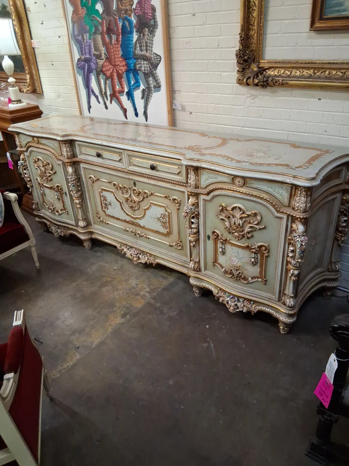 Italian Baroque Painted Sideboard 1