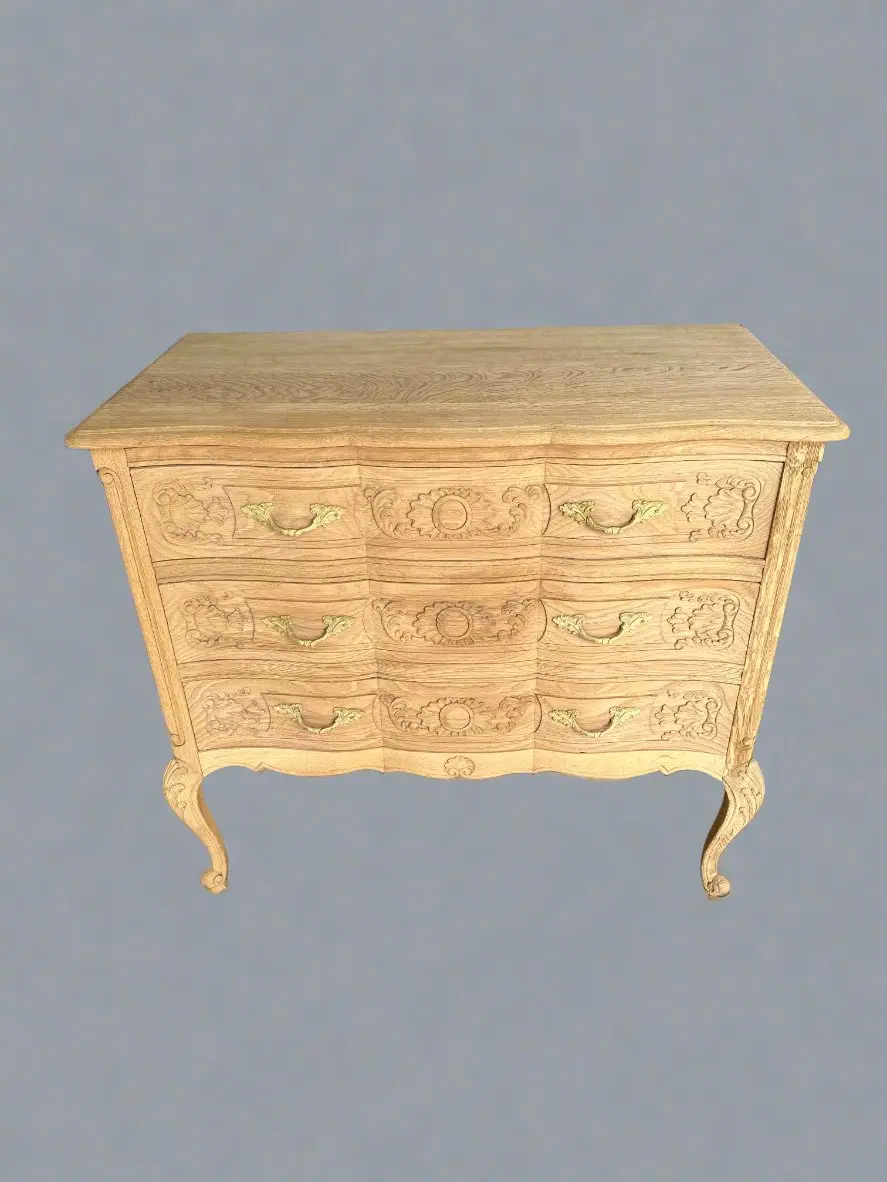 Raw Oak Large Country French 3 Drawer Chest 1