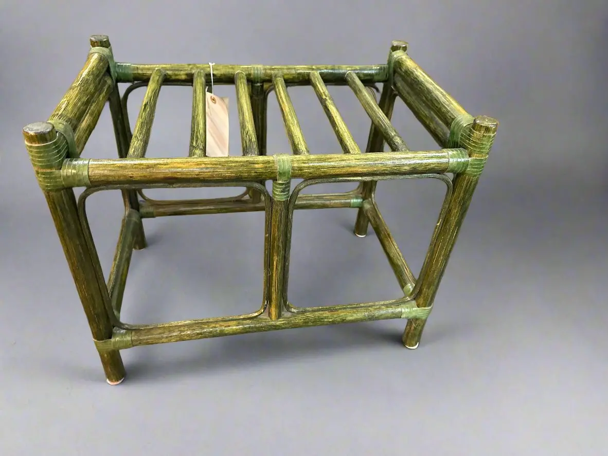 Green Rattan Bench 1