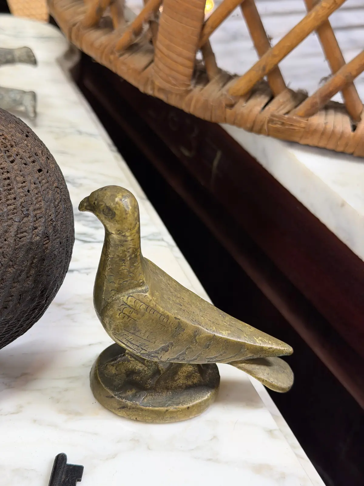 Small Brass Dove Paperweight 1