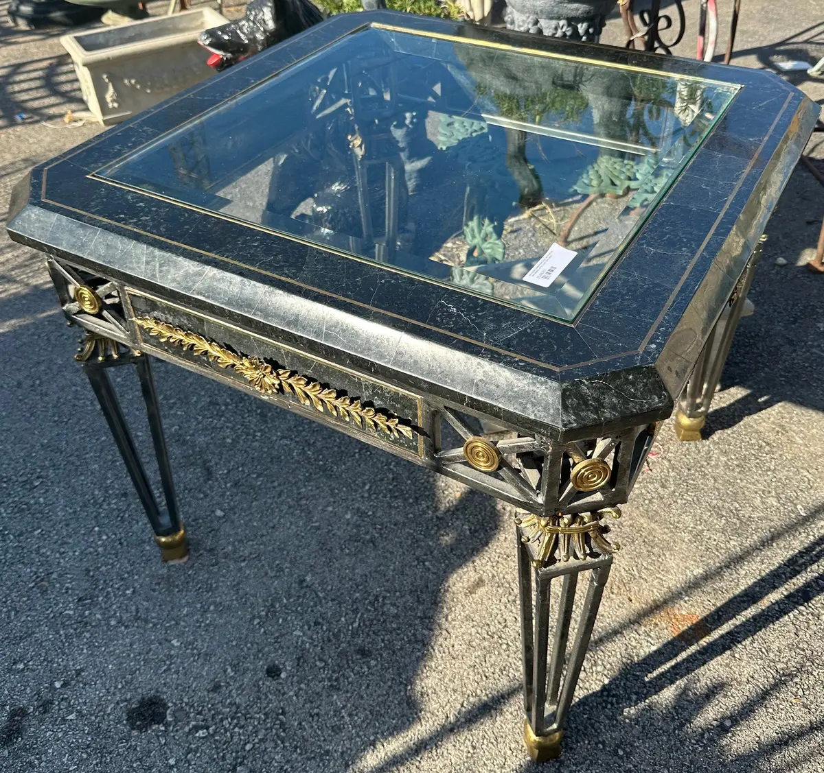 As Found Corner Maitland Smith Metal And Marble With Glass Side Table 1