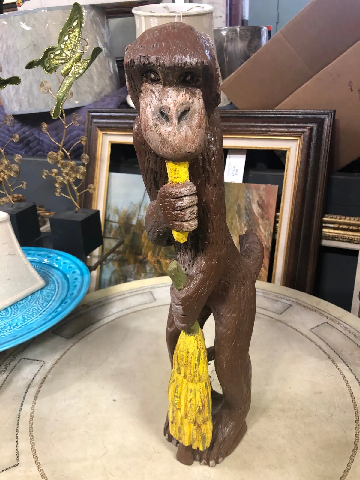 Wood Monkey With Banana 1