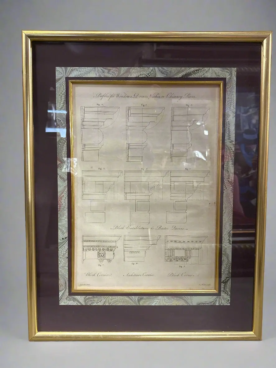Well Framed Antique Architectural Print 1