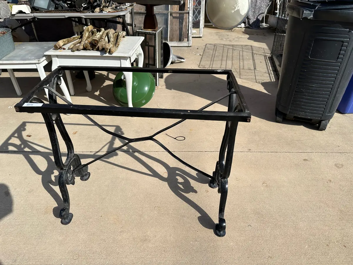 Rectangular Wood Top Iron Base Stretcher Table 1