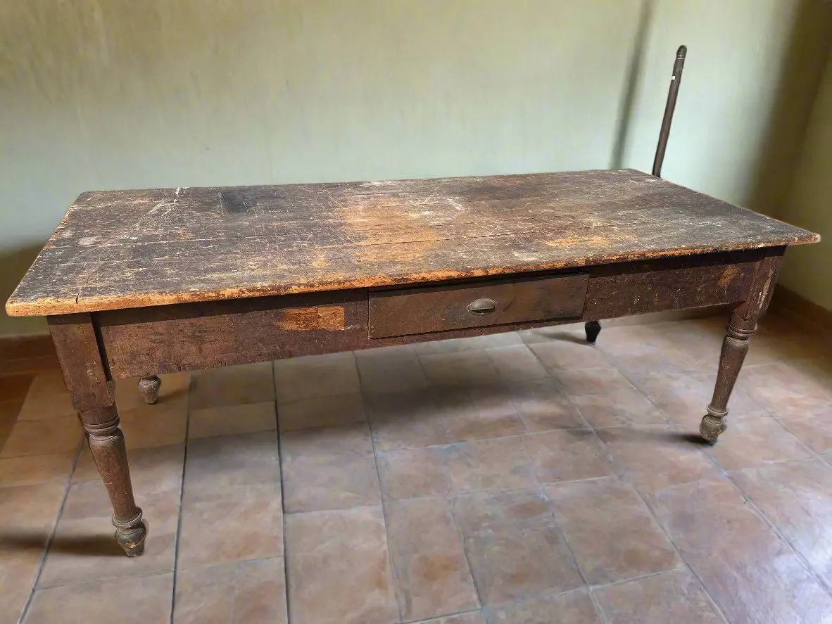 Large Wide Work Table With Pegged Legs 1