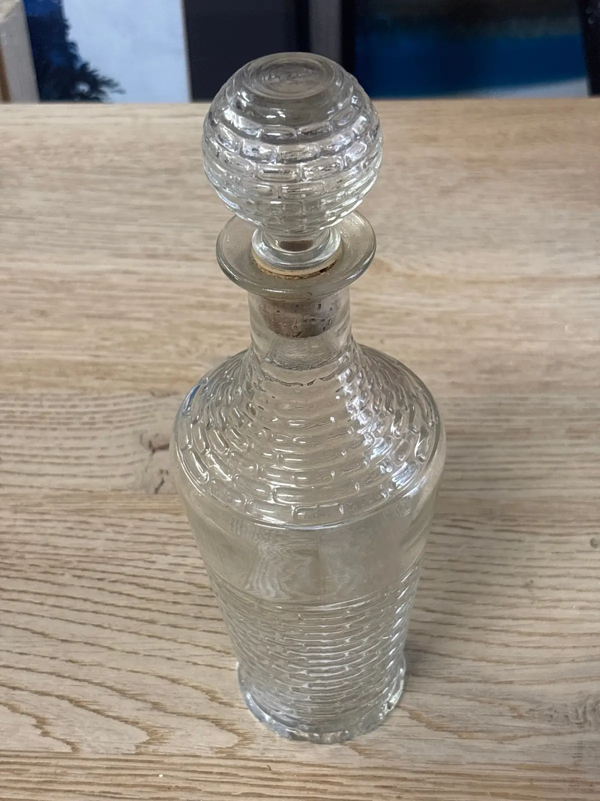 Clear Textured Glass Mid Century Decanter 1