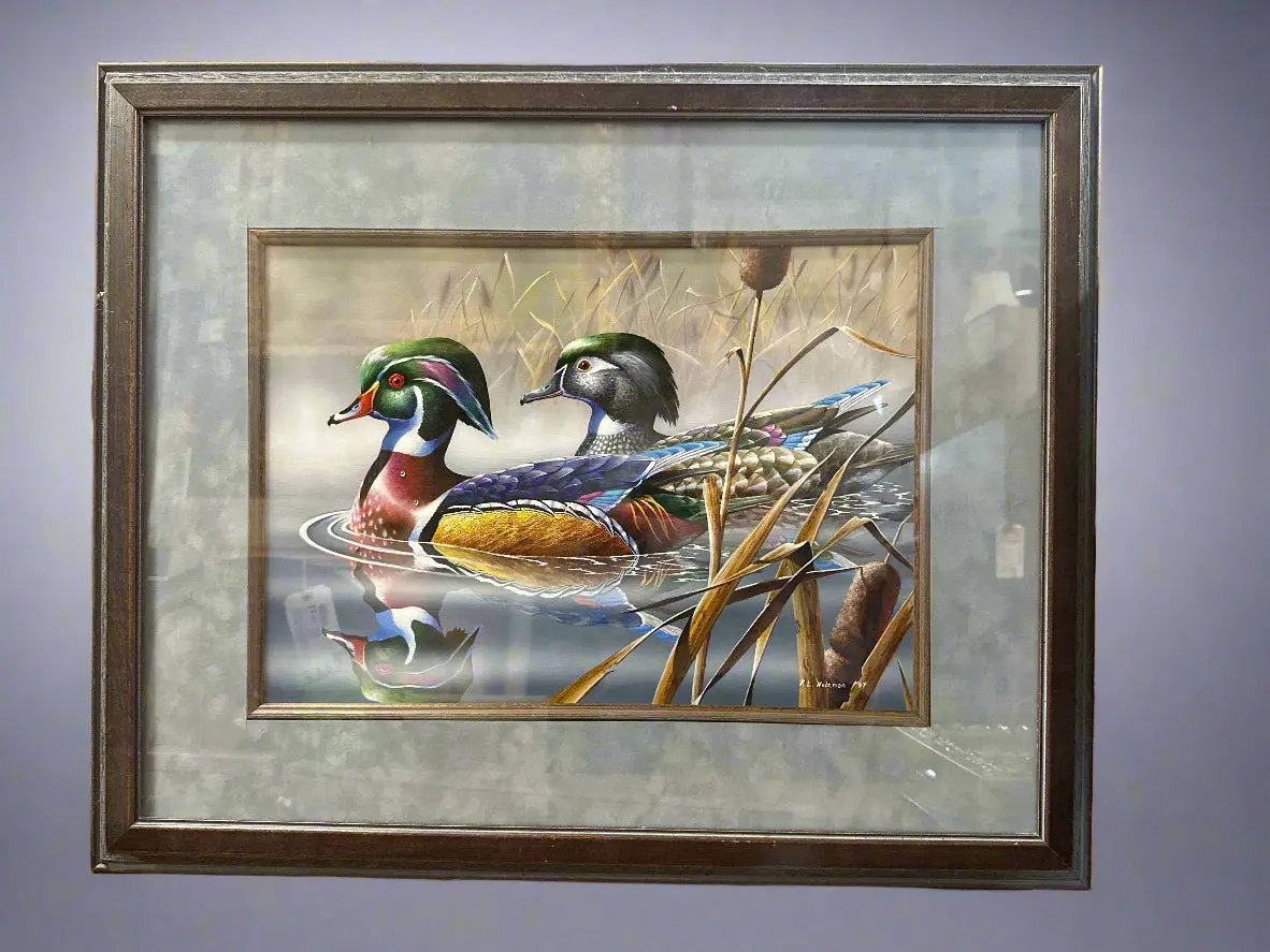 Framed Water Colr Of Ducks Signed Kerry Holzman 1