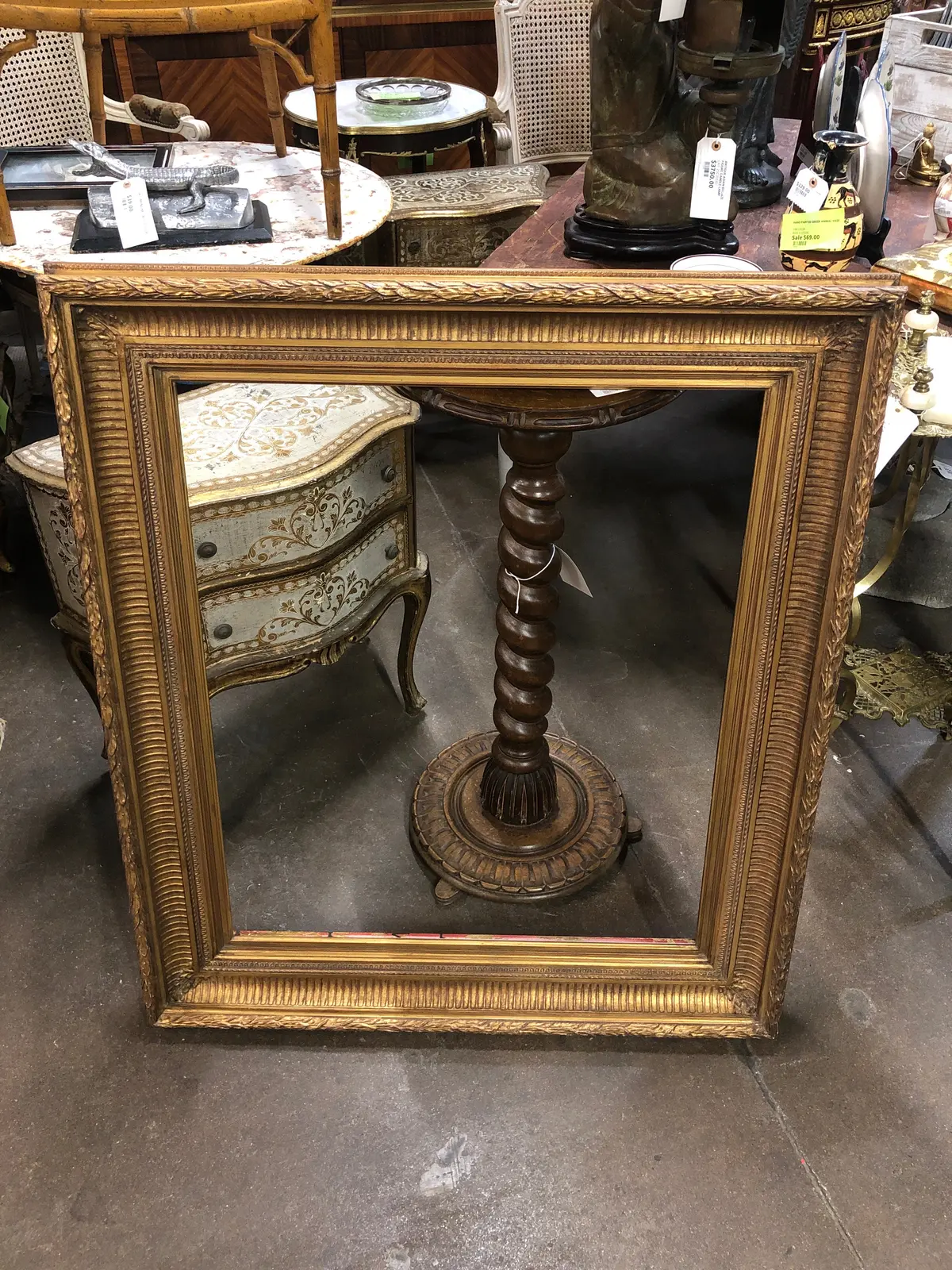 Large Gilt Frame With Laureling And Ribbing 1