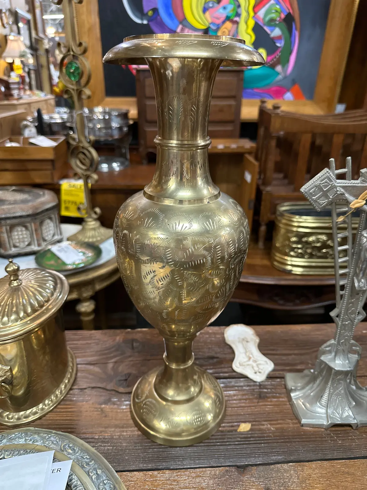 Tall Flared Brass Footed Vase 1