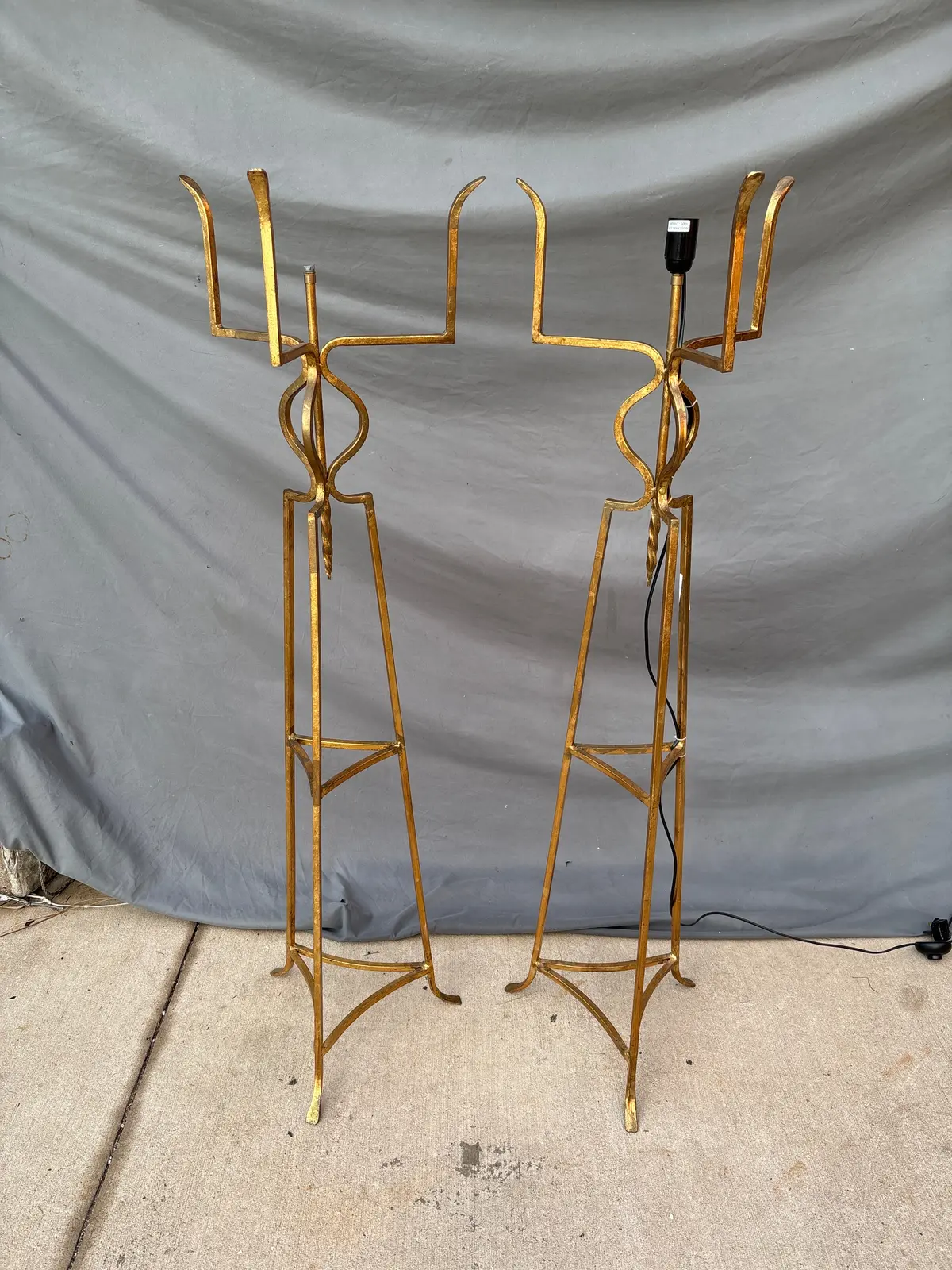 Pair Of Gilt Iron Floor Lamps - As Found 1