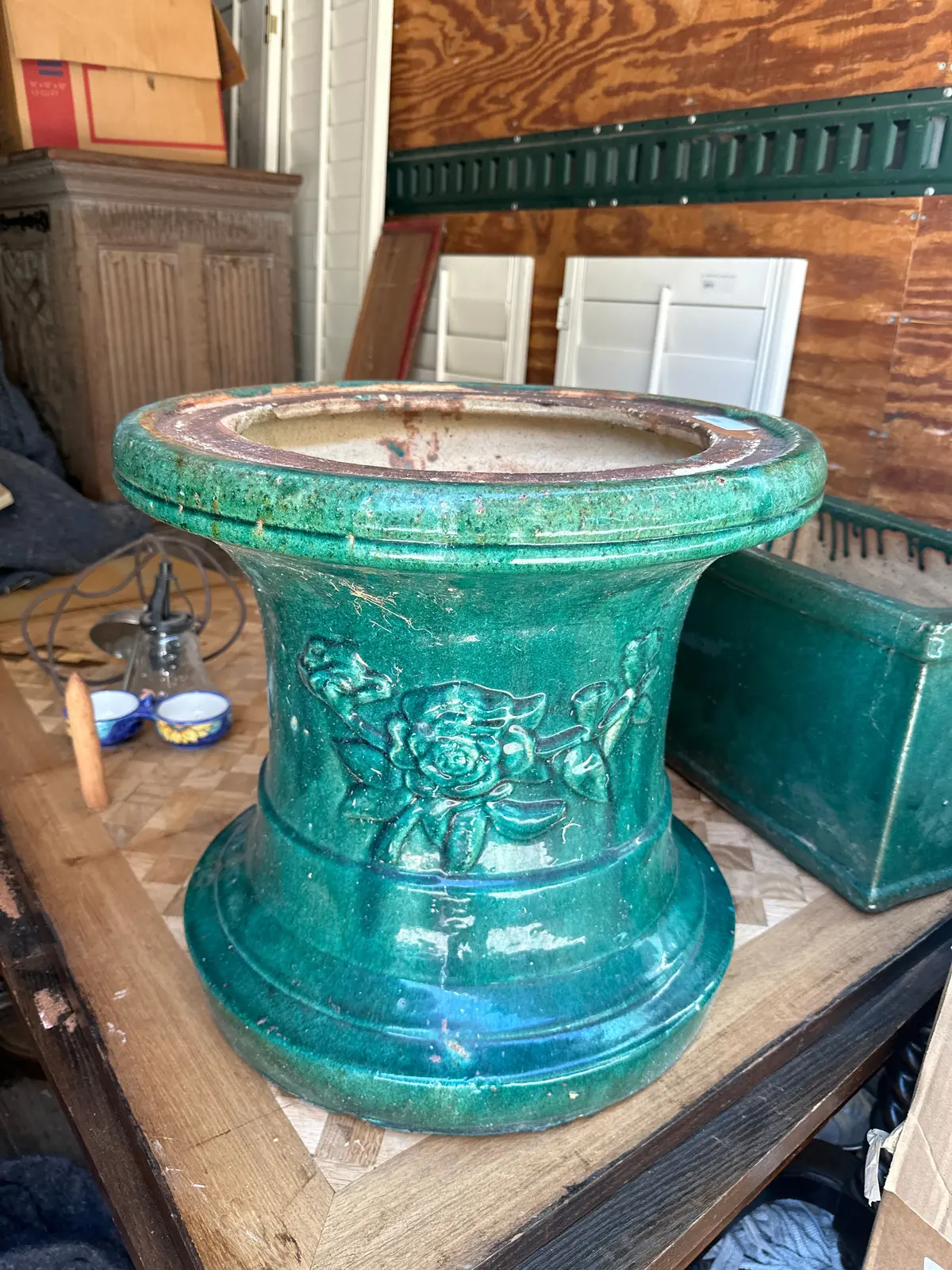 Green Large Glazed Pedestal 1