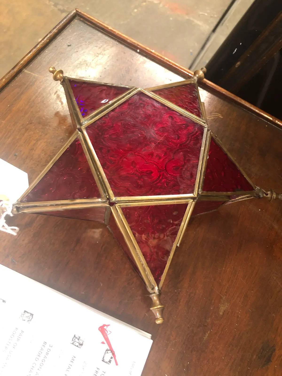 Ruby Star Stained Glass Candle Light 1