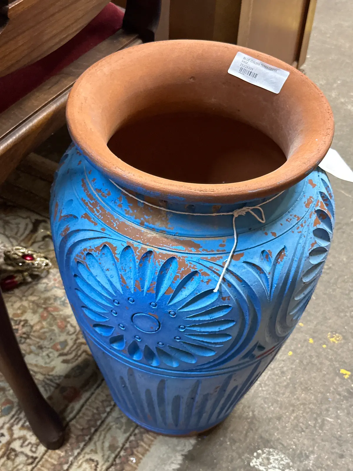Blue Italian Terra Cotta Vase 1