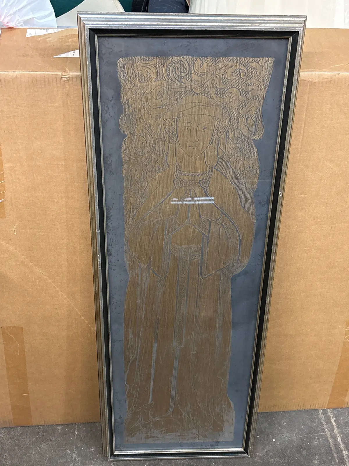 Large Wood Rubbing Of Praying Woman 1